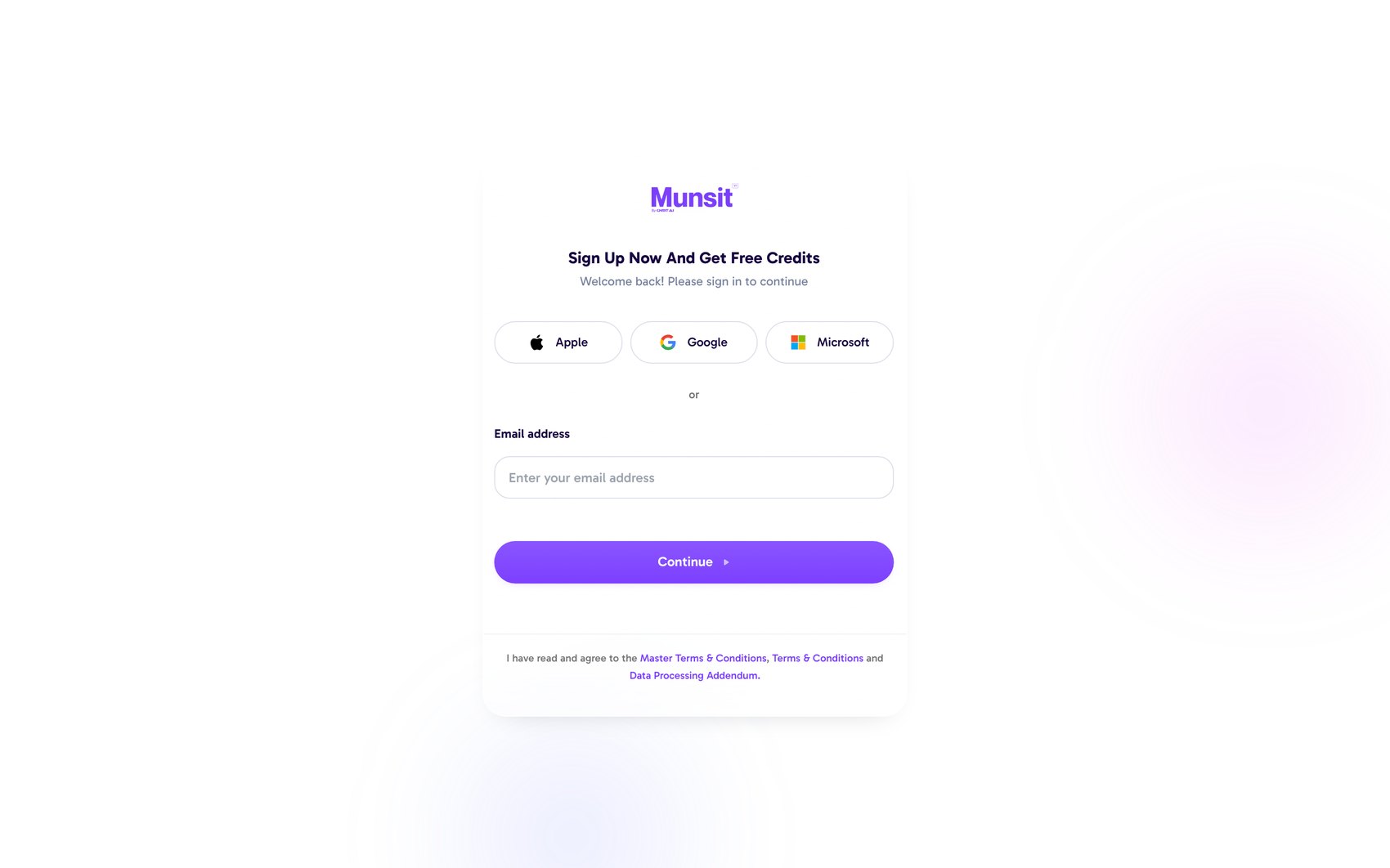 Pre-revamp sign-in: a dedicated full page with a centred card.